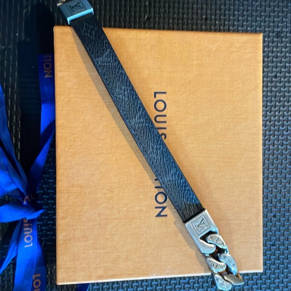 Louis Vuitton Chain & Leather Bracelet - Picture 1 of 5